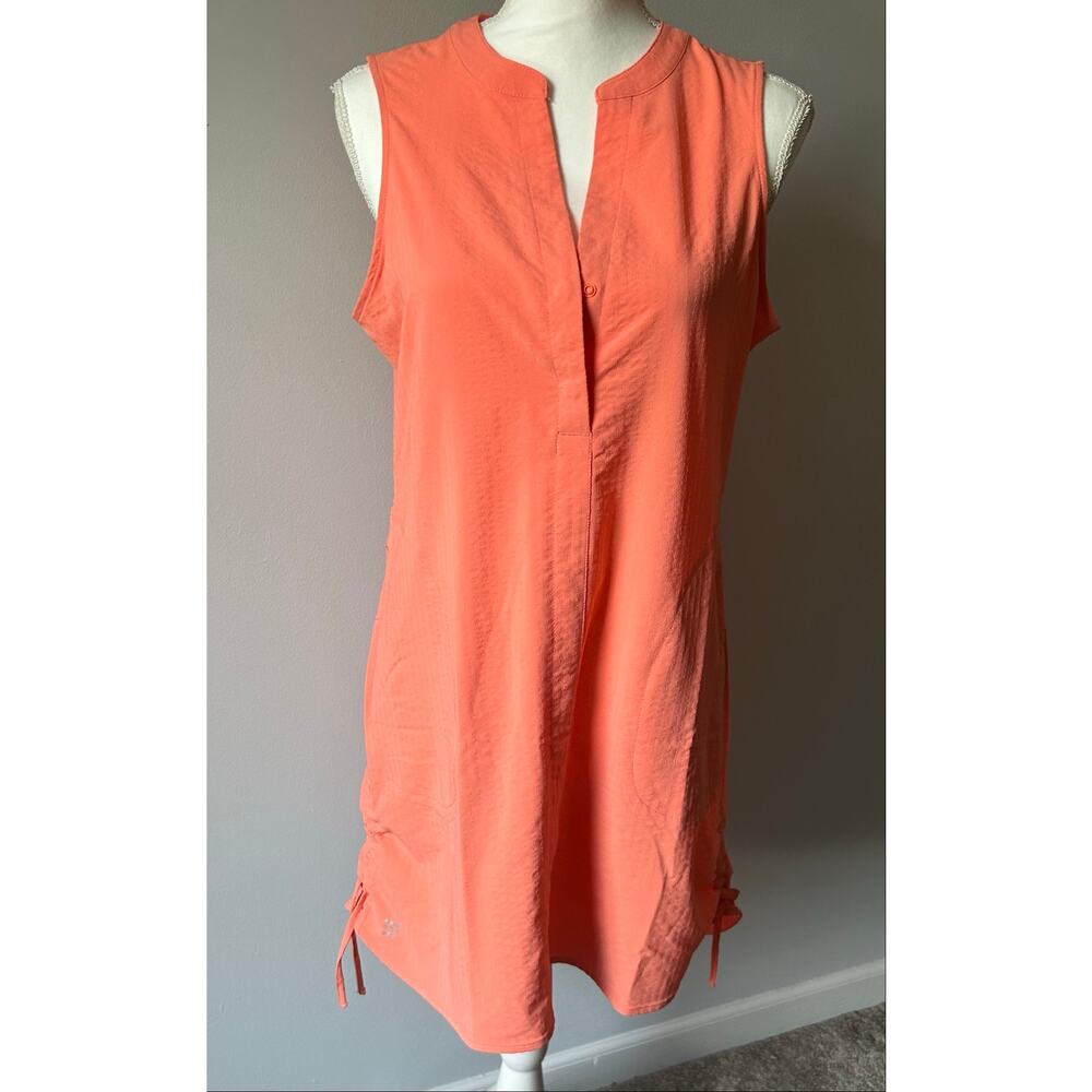 Title Nine Orange Athletic Dress Cinched Hem Swim Coverup V-Neck Size M - Picture 3 of 10